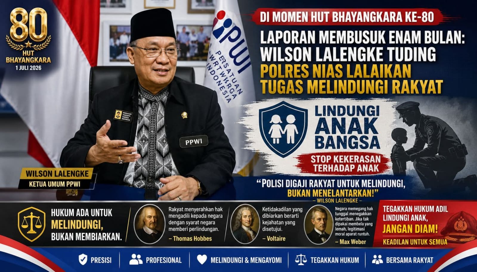 Di Momen HUT Bhayangkara ke-80, Laporan Membusuk Enam Bulan: Wilson Lalengke Tuding Polres Nias Lalaikan Tugas Melindungi Rakyat