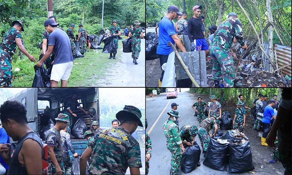 Kemanunggalan TNI-Rakyat: Rindam XV/Pattimura Gelar Karya Bakti Bersihkan "Bumi Para Raja"